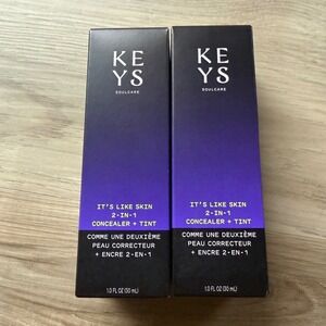 Keys Soulcare Concealer Tint 2-in-1  Like Skin 370 W Tan Warm Lot of 2 NIB 1oz